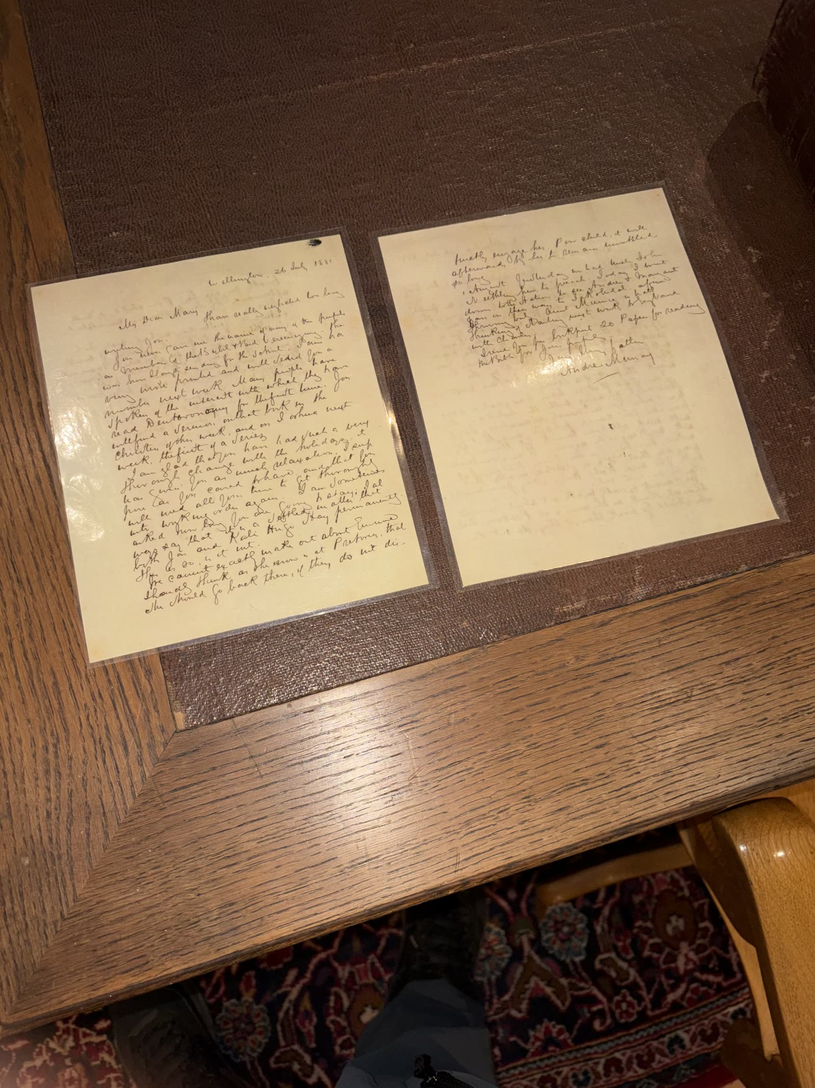 A letter from Andrew Murray to 'My Dear Mary,' dated Wellington, 26 July 1881 — family news, a coming sermon series, and his signature.
